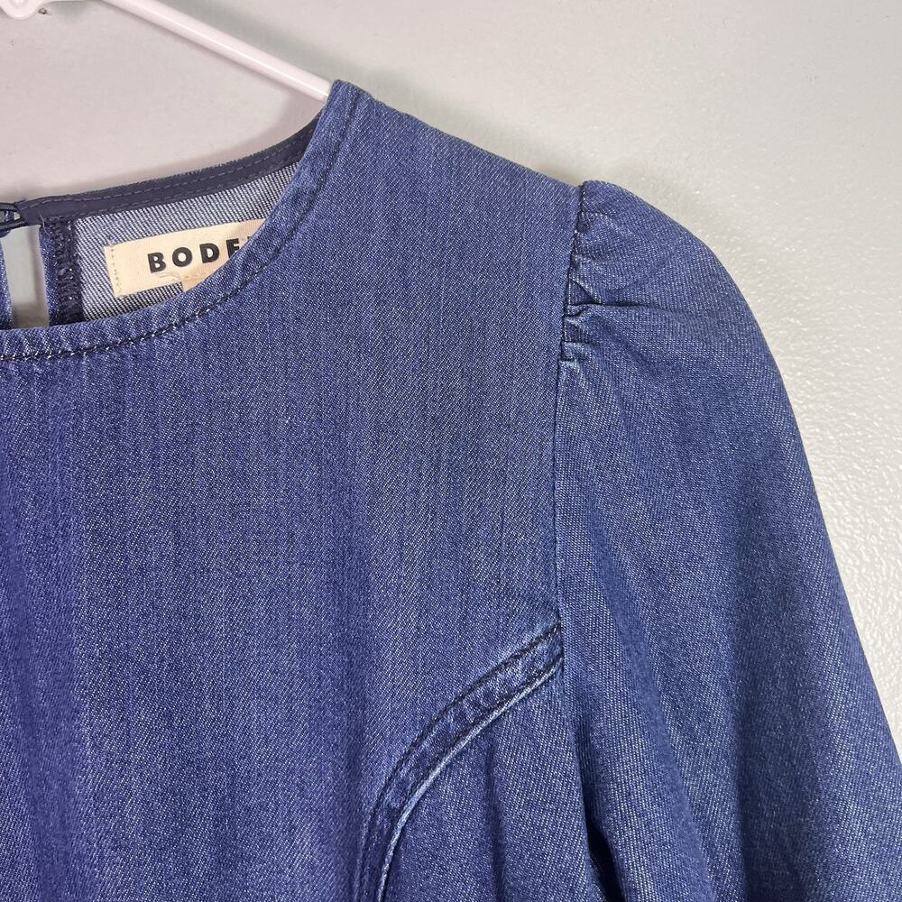Boden denim Dress Sz 6 Blouson Shift Tencel Chambray Long Sleeve Babaydoll Sprin - Picture 6 of 14